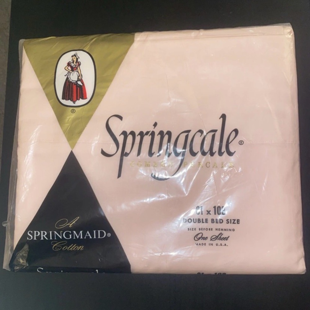 New Vintage Springmaid Flat Sheet 81x108 Pink Combed Percale 100% Fine Cotton